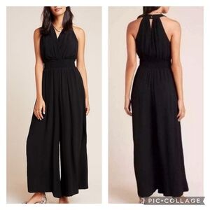 By Anthropologie Bionda Plisse Black Jumpsuit Size Extra Small
